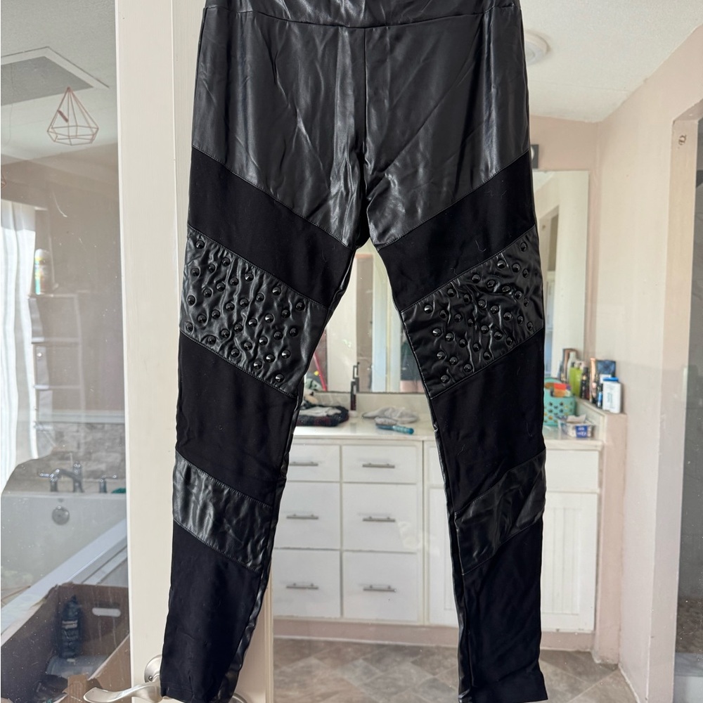 Killstar Black Faux Leather and Textured Leggings